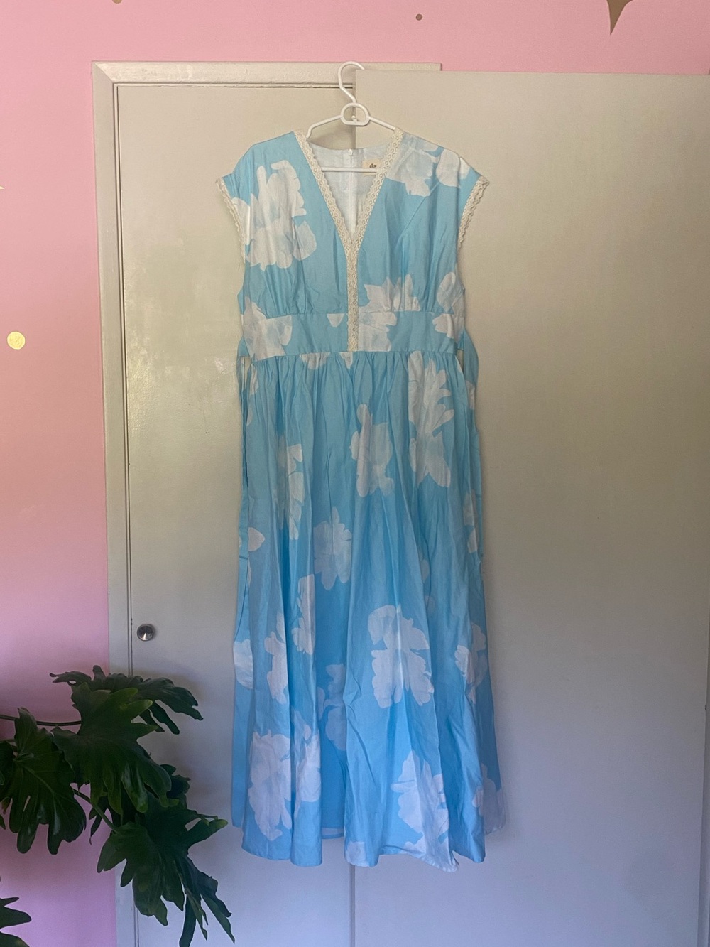 Linen Vibes/Chillinen Cloud Print Linen Midi Dress size L